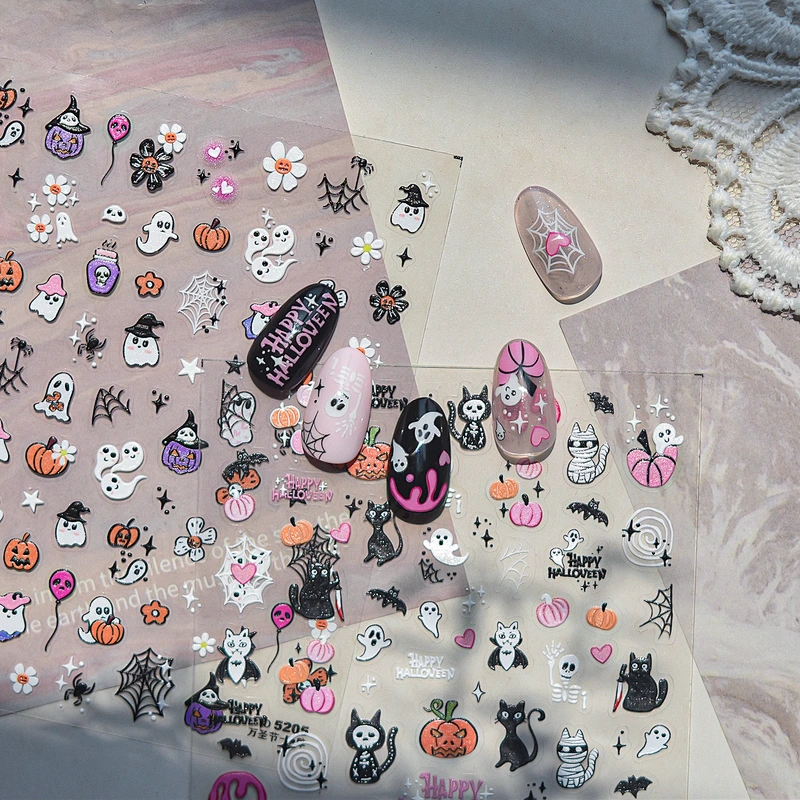 3D Pumpkin & Ghost Nail Art Decals Halloween Nail Stickers